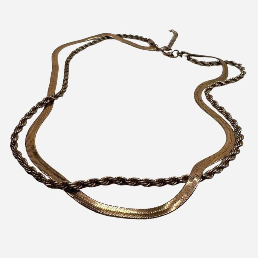 Layered gold chain necklace